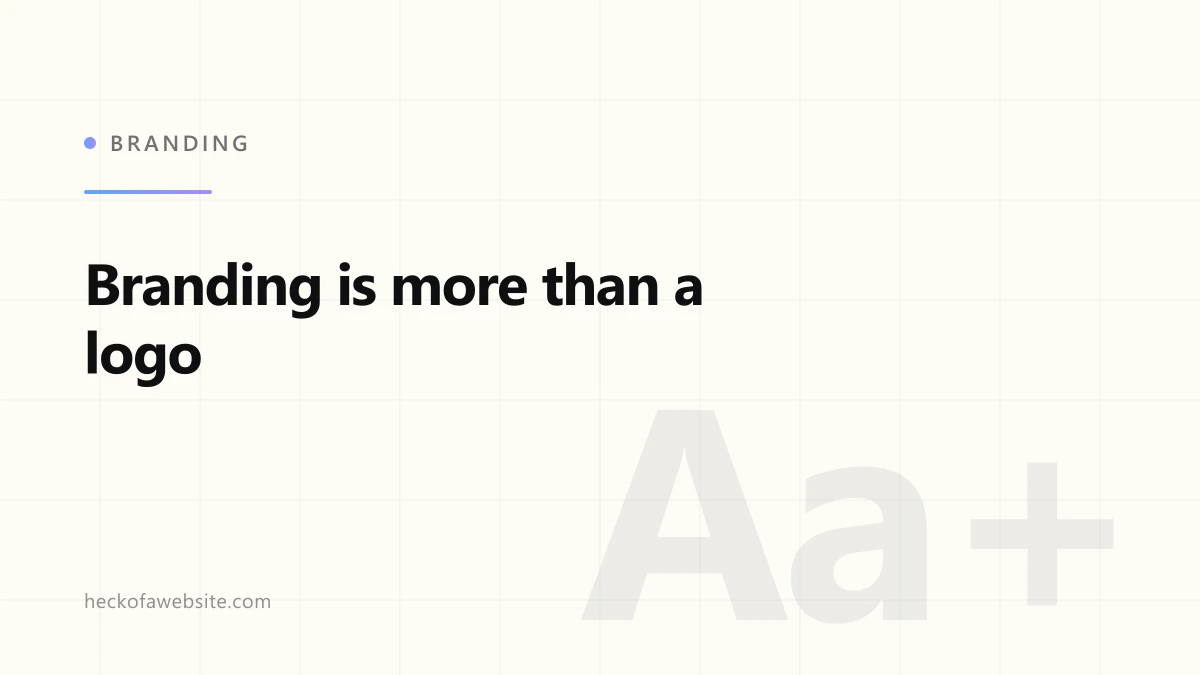 Brand-styled cover card reading "Branding is more than a logo"