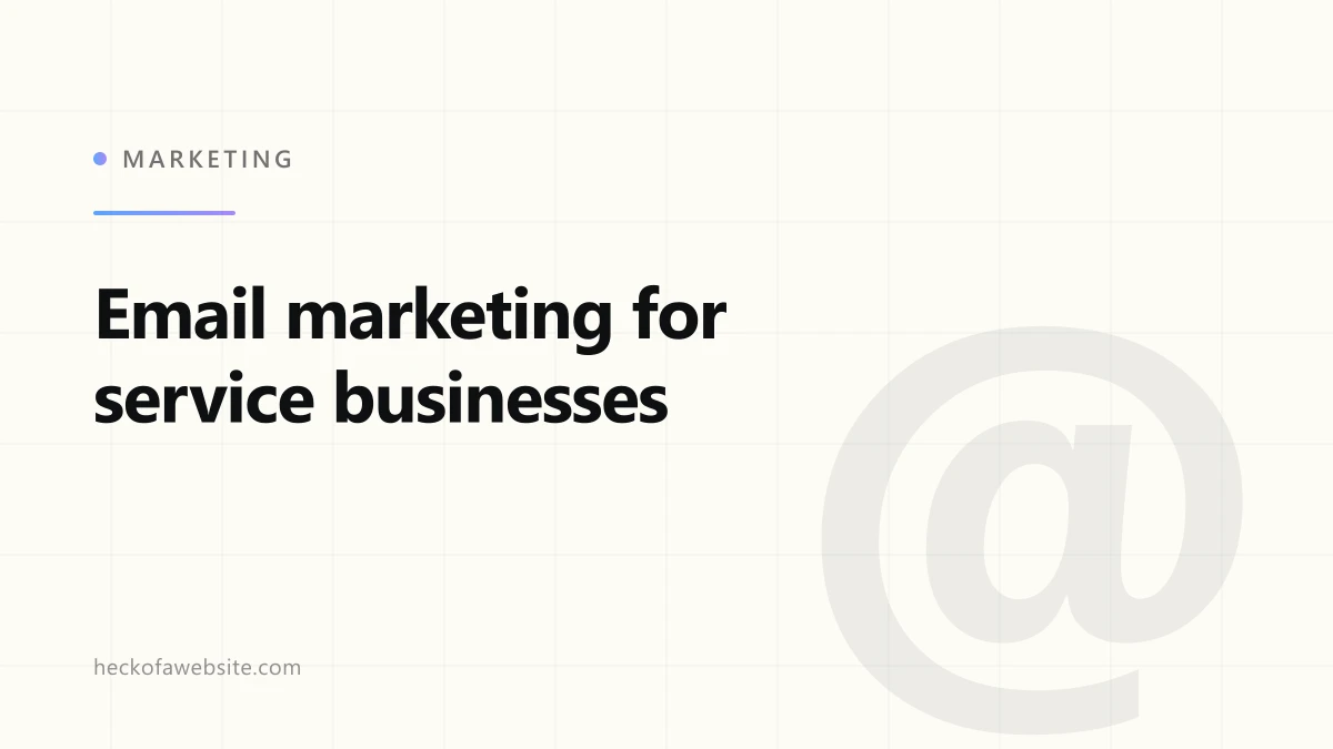 Brand-styled cover card reading "Email marketing for service businesses"