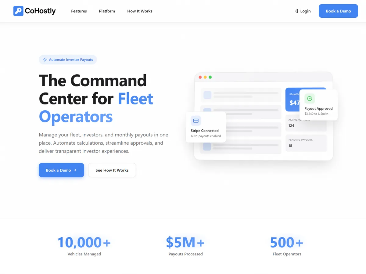 Cohostly HQ fleet operations dashboard