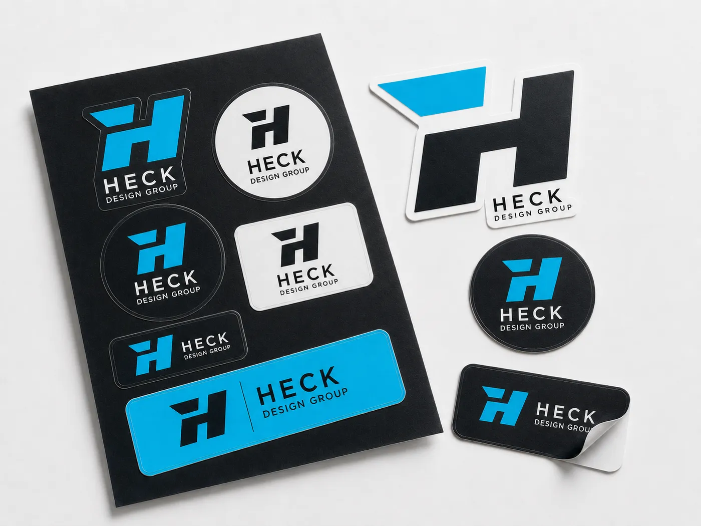 Sheet of die-cut branded stickers