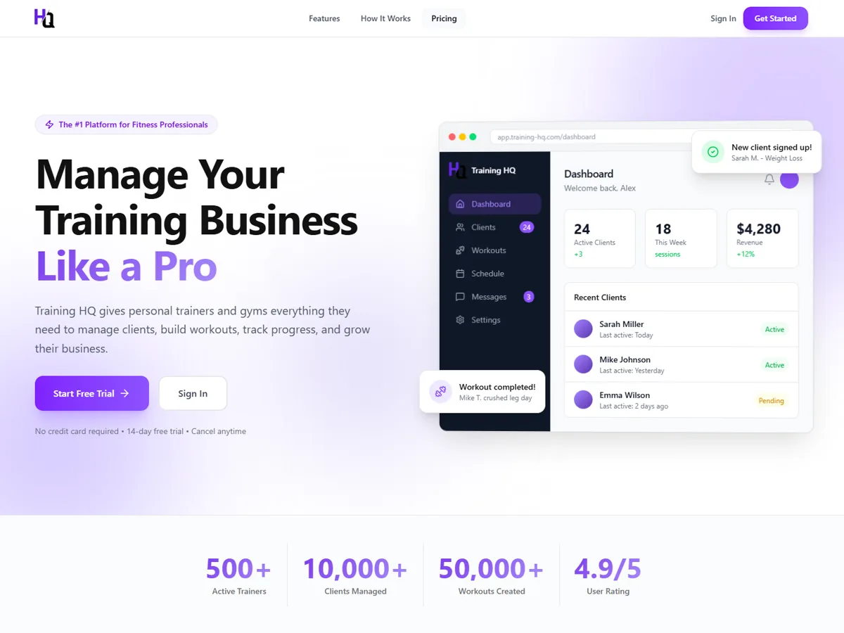 Training HQ trainer dashboard